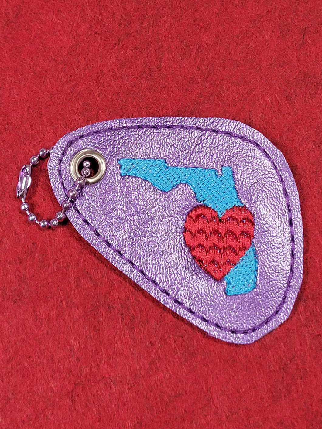 FLORIDA HEART EYELET KEYFOB/DANGLE DIGITAL MACHINE EMBROIDERY DESIGN