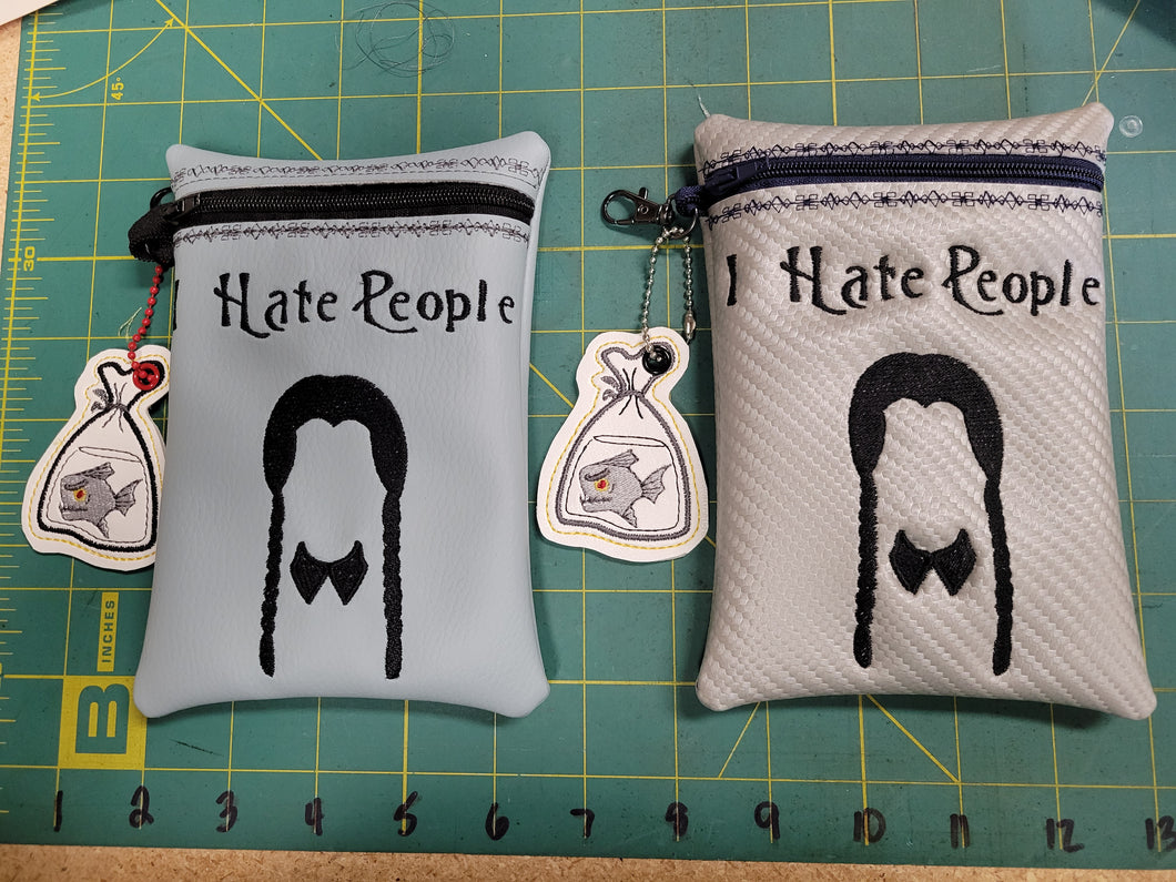 I Hate People 7x5 Front Zip Bag Plus Bonus Digital Machine Embroidery Design