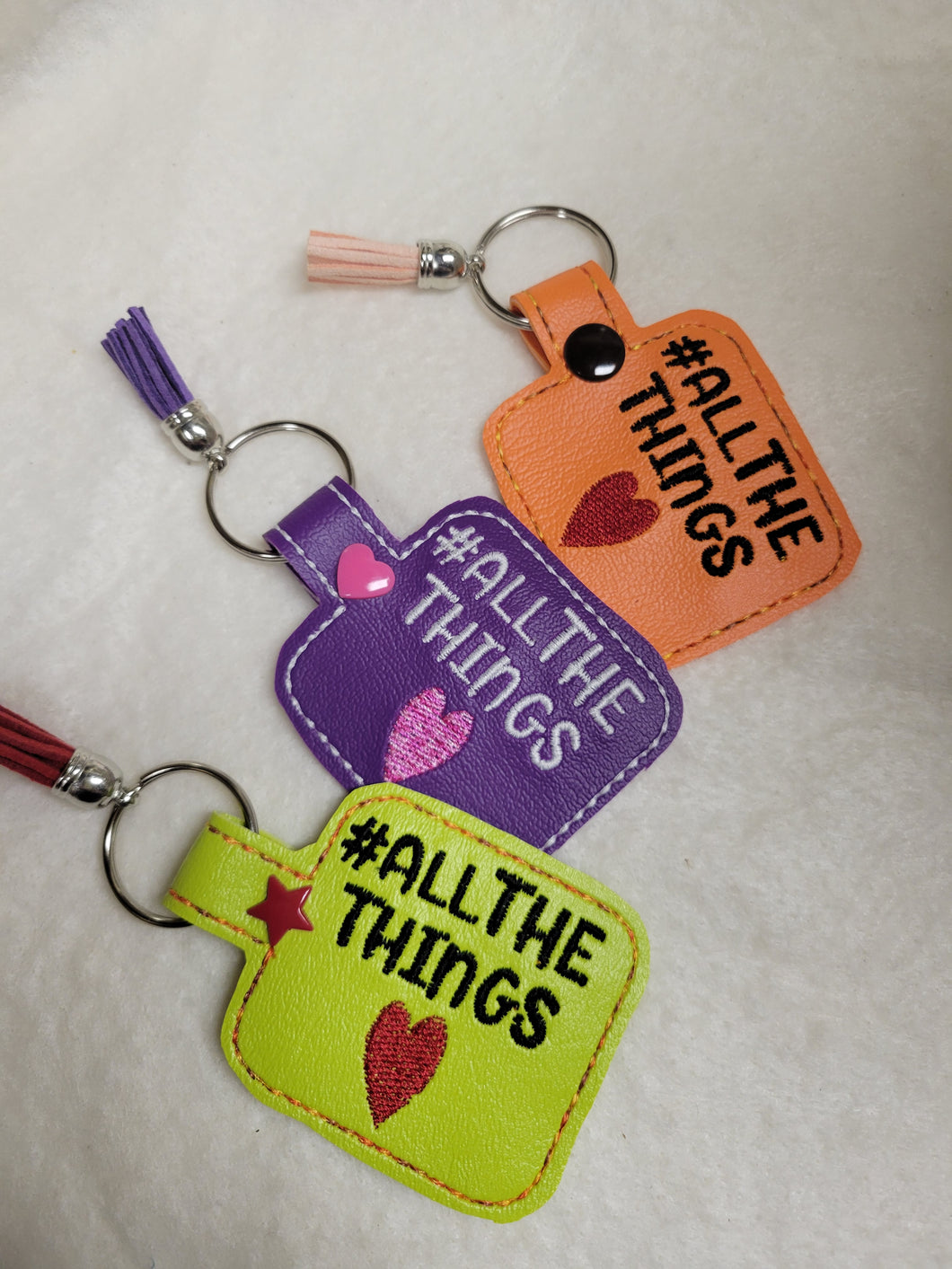 #ALL THE THINGS SNAPTAB AND KEY RING DIGITAL EMBROIDERY DESIGN