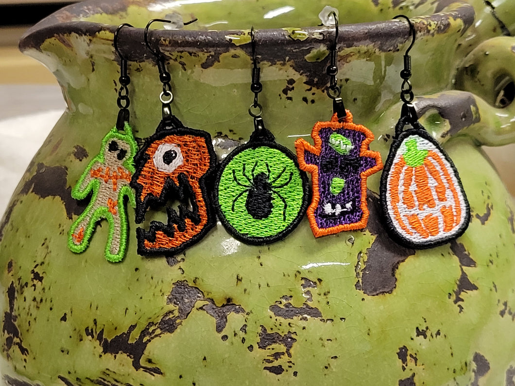 HALLOWEEN FSL EARRING BUNDLE DIGITAL MACHINE EMBROIDERY DESIGNS